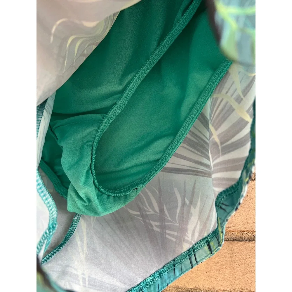 DSG Tropical Palm Leaf Print Running Shorts Teal Green Active Size Small - Picture 4 of 5